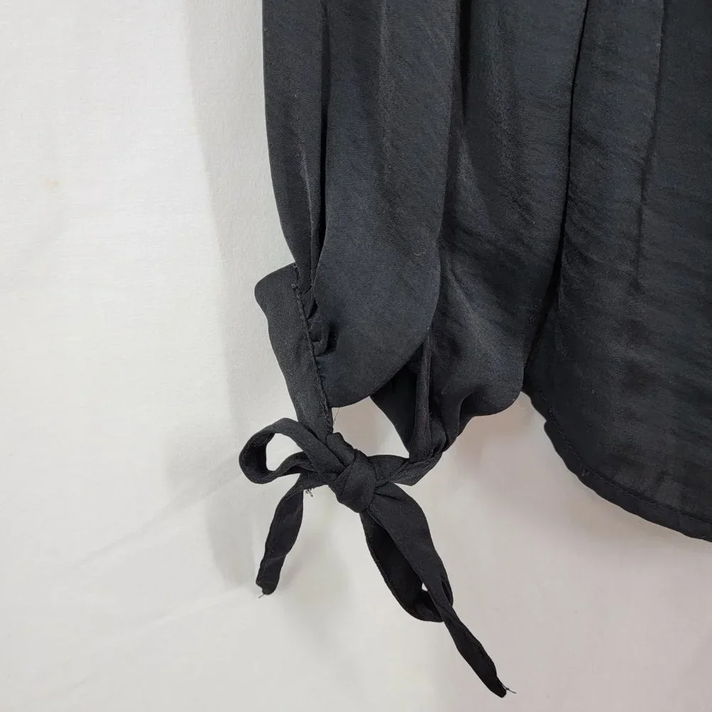 Abercrombie & Fitch Peasant Top Button Down Blouse Tie Sleeves Women's Small - Picture 6 of 11